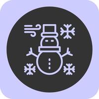 monigote de nieve lineal redondo icono vector