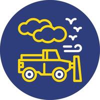 Snowplow Dual Line Circle Icon vector