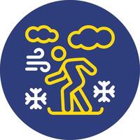 Snowboarding Dual Line Circle Icon vector