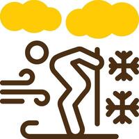 Skiing Yellow Lieanr Circle Icon vector