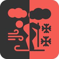 Skiing Red Inverse Icon vector