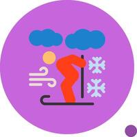 Skiing Flat Shadow Icon vector