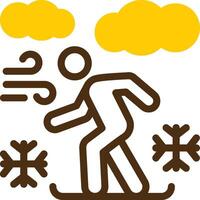 Snowboarding Yellow Lieanr Circle Icon vector