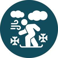 Snowboarding Glyph Circle Icon vector