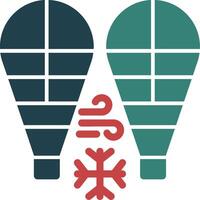 raquetas de nieve glifo dos color icono vector