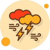 Thundercloud Filled Shadow Circle Icon vector