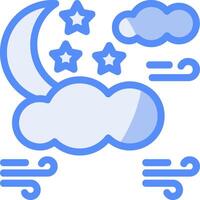 Starry night Line Filled Blue Icon vector