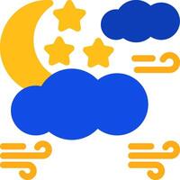 Starry night Flat Two Color Icon vector