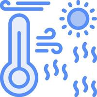 ola de calor línea lleno azul icono vector