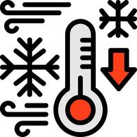 Thermometer falling Line Filled Icon vector