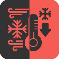 Thermometer falling Red Inverse Icon vector