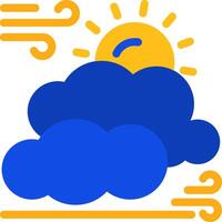 Sun and clouds Flat Two Color Icon vector