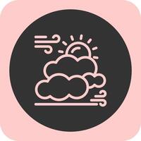 Sun and clouds Linear Round Icon vector