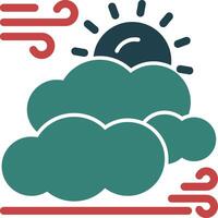 Sun and clouds Glyph Two Color Icon vector