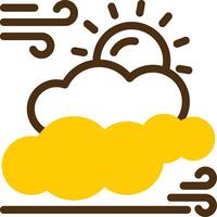 Sun and clouds Yellow Lieanr Circle Icon vector