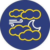 Moon and clouds Dual Line Circle Icon vector