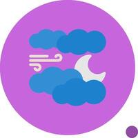 Moon and clouds Flat Shadow Icon vector