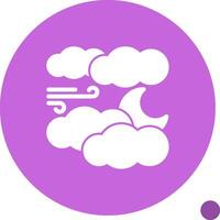 Moon and clouds Glyph Shadow Icon vector