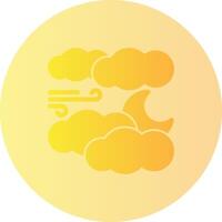 Moon and clouds Gradient Circle Icon vector