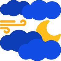 Moon and clouds Flat Two Color Icon vector