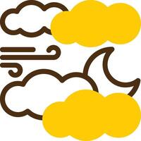 Moon and clouds Yellow Lieanr Circle Icon vector