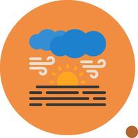 Sunrise over water Flat Shadow Icon vector