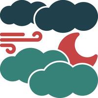 Moon and clouds Glyph Two Color Icon vector