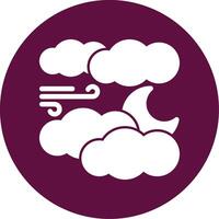 Moon and clouds Glyph Circle Icon vector