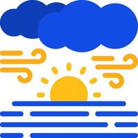 Sunrise over water Flat Two Color Icon vector