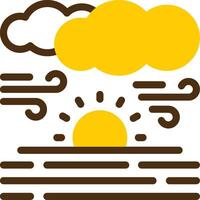 Sunrise over water Yellow Lieanr Circle Icon vector