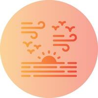 Sunset over water Gradient Circle Icon vector