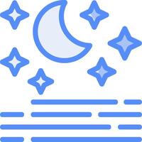 Clear night sky Line Filled Blue Icon vector