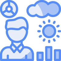 Meteorologist Line Filled Blue Icon vector