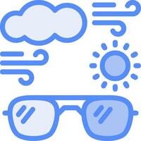 Sun with sunglasses Line Filled Blue Icon vector