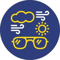 Sun with sunglasses Dual Line Circle Icon vector