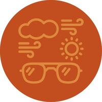 Sun with sunglasses Line Multi color Icon vector