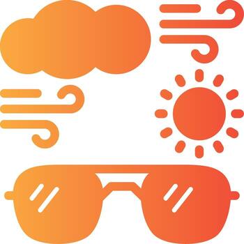 Sun with sunglasses Solid Multi Gradient Icon vector