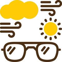 Sun with sunglasses Yellow Lieanr Circle Icon vector