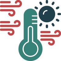 Sun with thermometer Glyph Two Color Icon vector