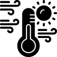 Dom con termómetro glifo icono vector