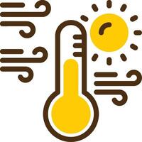 Sun with thermometer Yellow Lieanr Circle Icon vector
