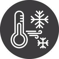 Snowflake with thermometer Outline Circle Icon vector