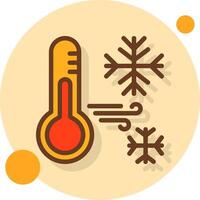 Snowflake with thermometer Filled Shadow Circle Icon vector