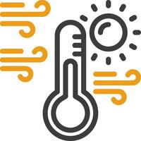 Sun with thermometer Line Two Color Icon vector