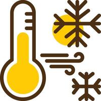 Snowflake with thermometer Yellow Lieanr Circle Icon vector