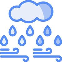 Cloud with raindrop Line Filled Blue Icon vector