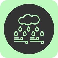 Cloud with raindrop Linear Round Icon vector