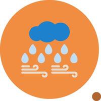 nube con gota de agua plano sombra icono vector