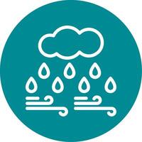 Cloud with raindrop Outline Circle Icon vector