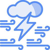 Cloud with thunderbolt Line Filled Blue Icon vector